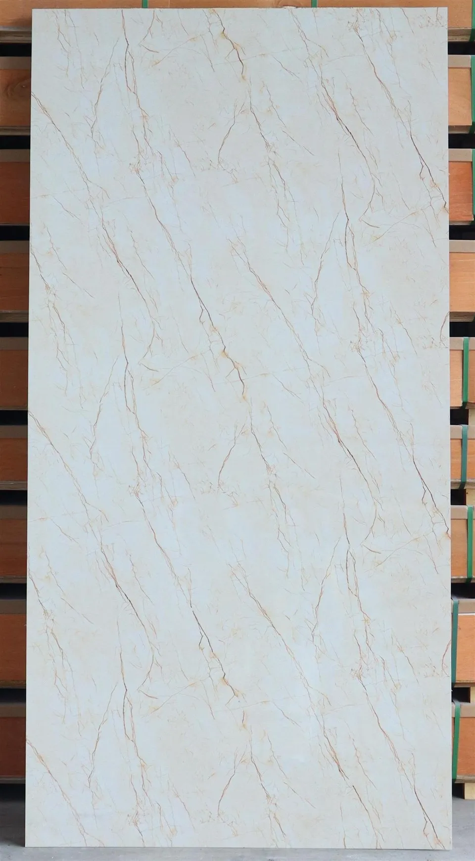 PVC marble nplooj ntawv sab saum toj zoo thiab ua kom kawg